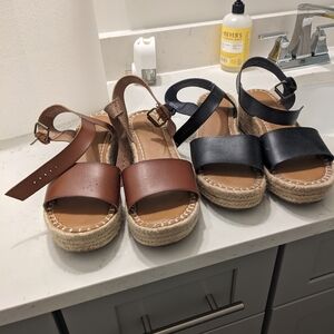 Brown and Black Espadrille Sandals